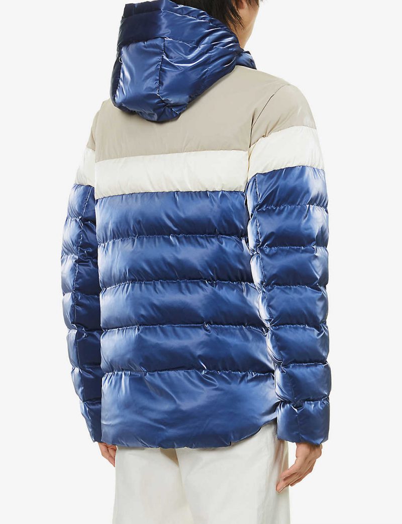 Sparrow brand-patch shell hooded puffer jacket