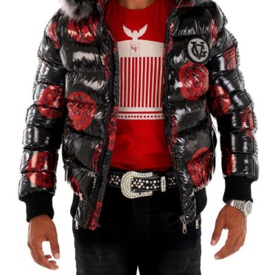 George V Paris Bomber Black And Red Jacket