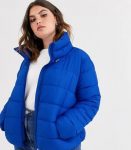 Women Blue Puffer Nylon Jacket