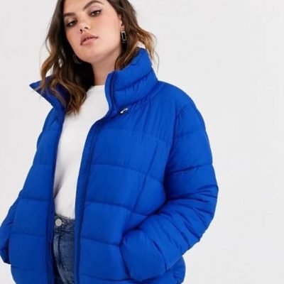 Women Blue Puffer Nylon Jacket