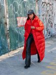Women Long Red Puffer Coat