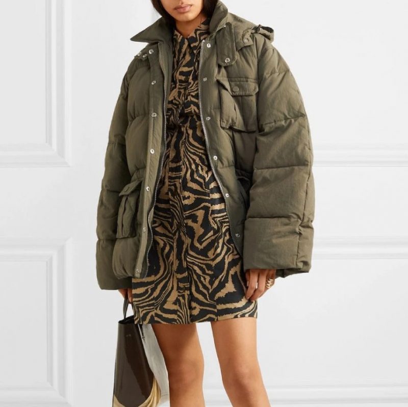 Women Puffer Olive Jacket