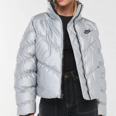 Women Silver Puffer Jacket