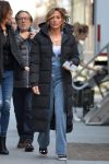 jennifer lopez puffer black coat