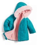 Baby Girls Hooded Blue Parka