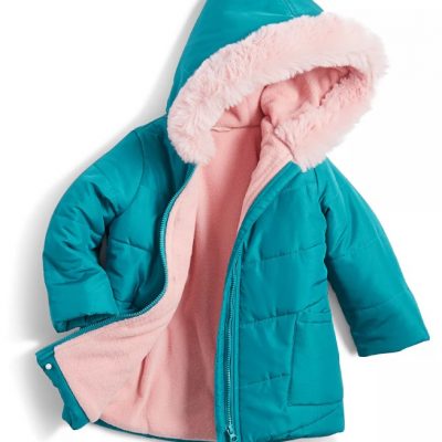 Baby Girls Hooded Blue Parka