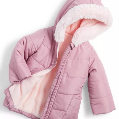 Baby Girls Hooded Pink Parka