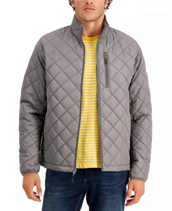 Men’s Diamond Quilted Grey Jacket The Puffer Jackets