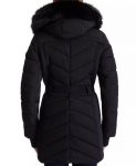 Women’s Belted Hooded Blue Puffer Coat