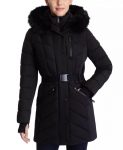 Women’s Belted Hooded Blue Puffer Coat
