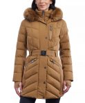 Women’s Belted Hooded Brown Coat