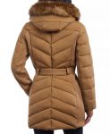 Women’s Belted Hooded Brown Coat