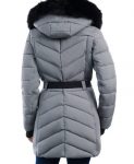 Women’s Belted Hooded Grey Coat