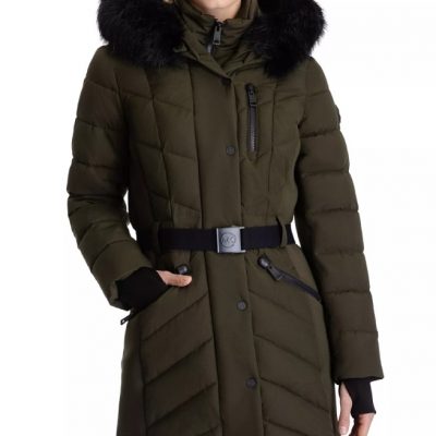 Women's Belted Hooded Puffer Coat