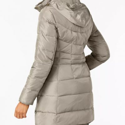 Women's Faux-Fur Collar Down Puffer Grey Coat