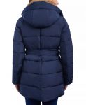 Women’s Faux-Fur-Collar Hooded Blue Puffer Coat