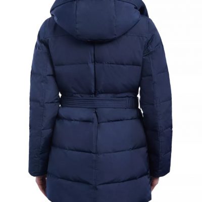 Women’s Faux-Fur-Collar Hooded Blue Coat