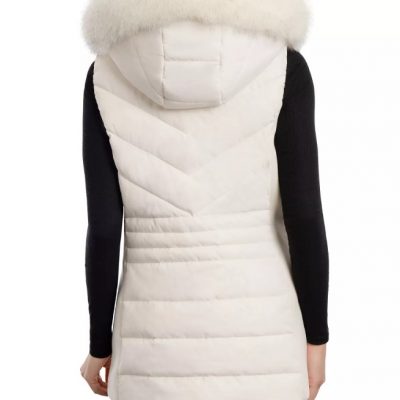 Women's Faux-Fur-Trim White Vest