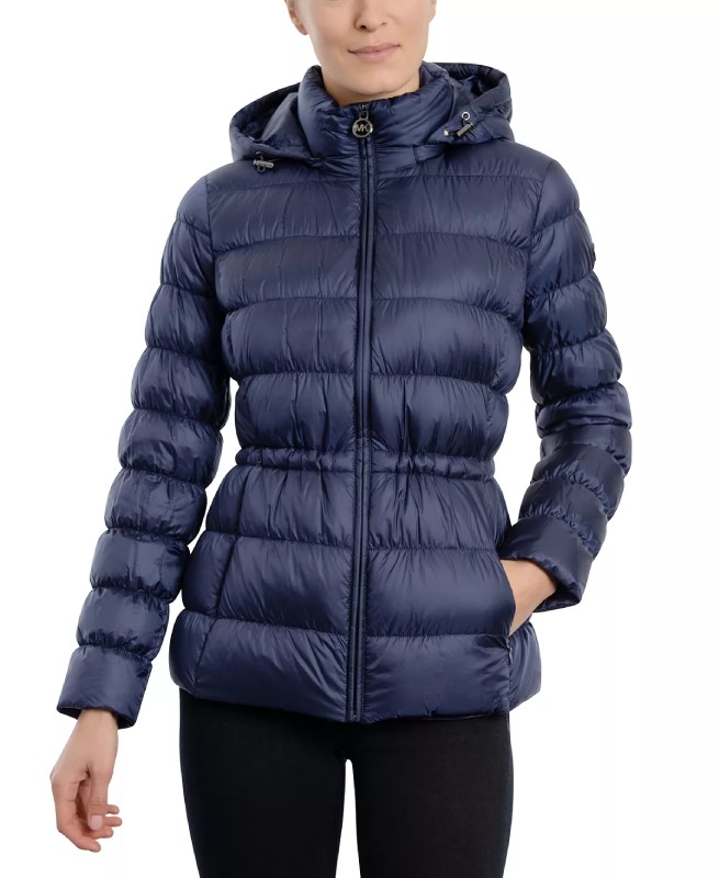 Women’s Hooded Navy Blue Puffer Coat - The Puffer Jackets