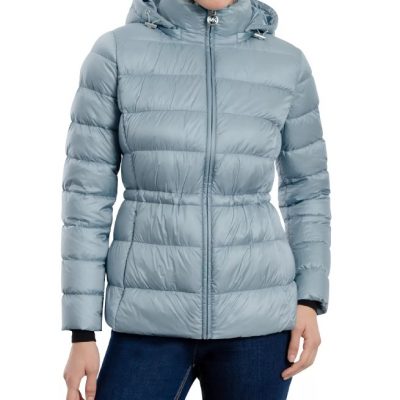 Women’s Hooded Light Blue Puffer Coat
