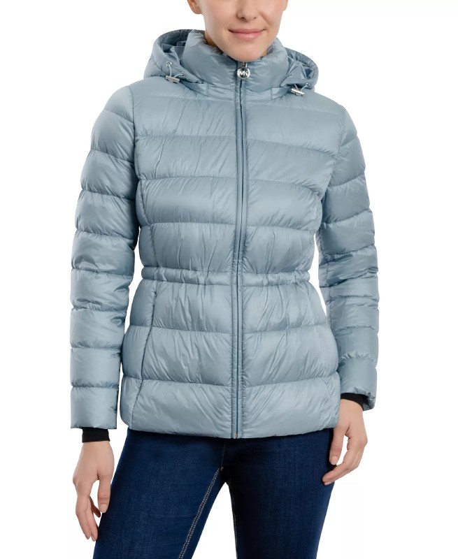 Women’s Hooded Light Blue Puffer Coat