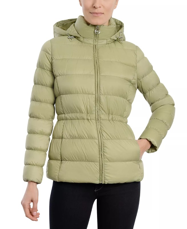 Women’s Hooded Light Sage Puffer Coat - The Puffer Jackets