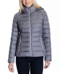Women’s Hooded Packable Grey Puffer Jacket