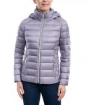 Women’s Hooded Packable Light Grey Puffer Jacket
