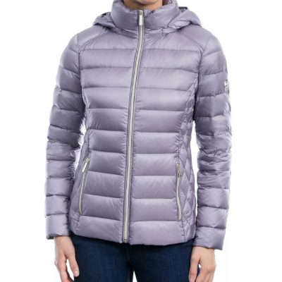 Women’s Hooded Packable Light Grey Puffer Jacket