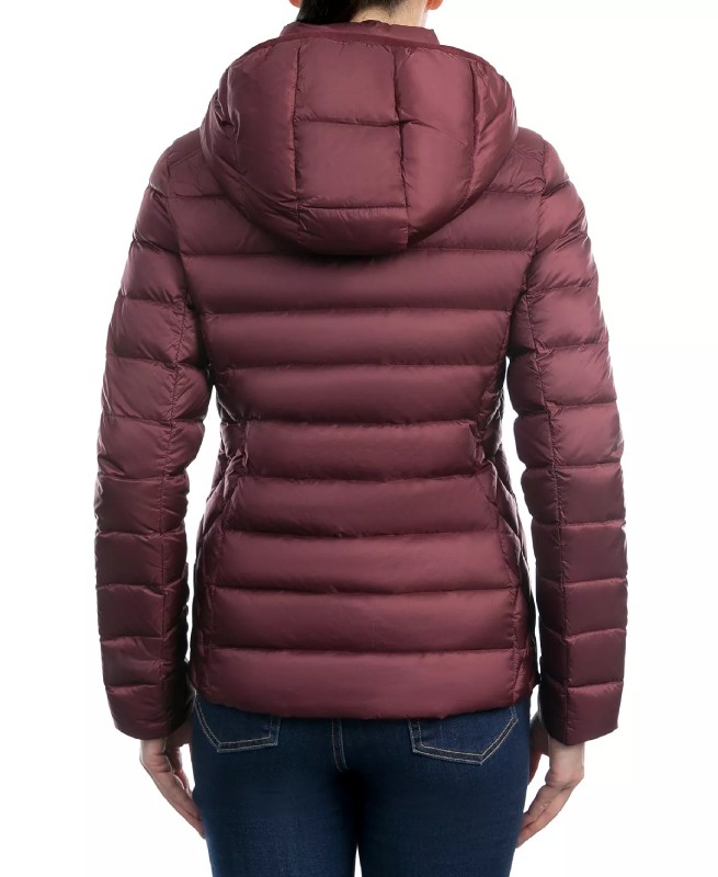 Women’s Hooded Packable Maroon Jacket