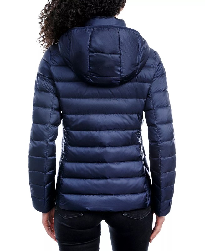 Women’s Hooded Packable Navy Blue Puffer Jacket