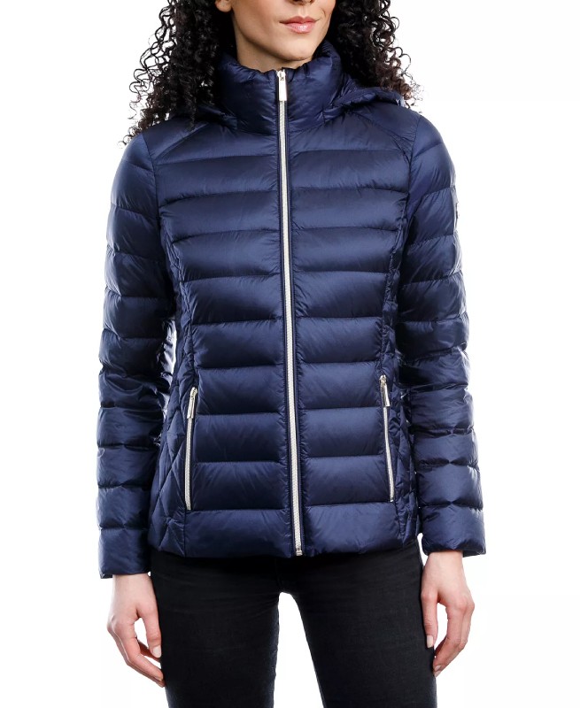 Women’s Hooded Packable Navy Blue Puffer Jacket