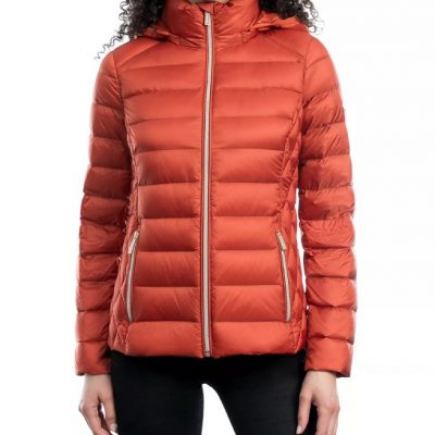 Women’s Hooded Packable Orange Jacket