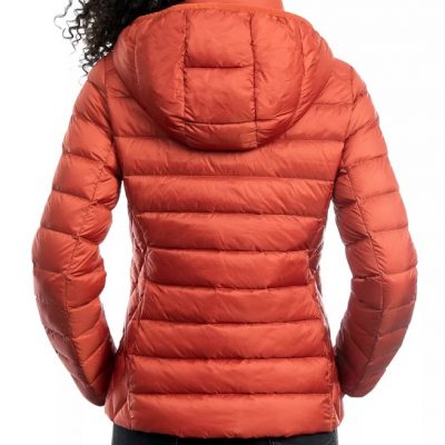 Women’s Hooded Packable Orange Puffer Jacket