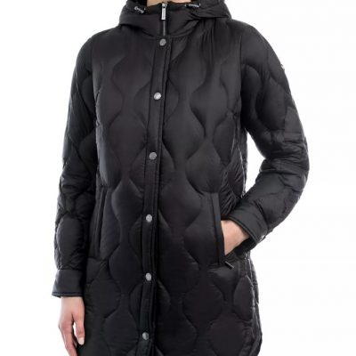 Women's Hooded Quilted Black Puffer Coat