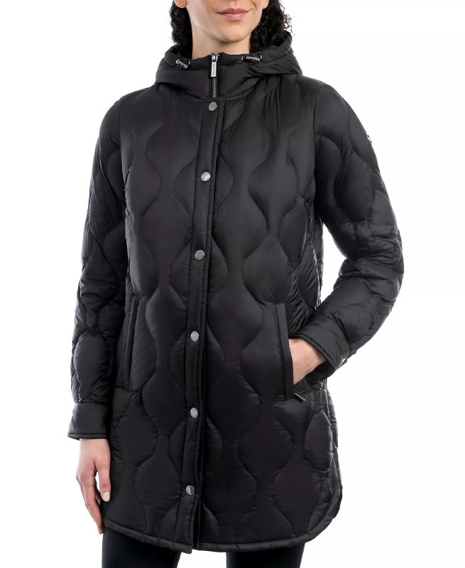 Women's Hooded Quilted Black Puffer Coat