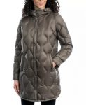 Women’s Hooded Quilted Grey Puffer Coat