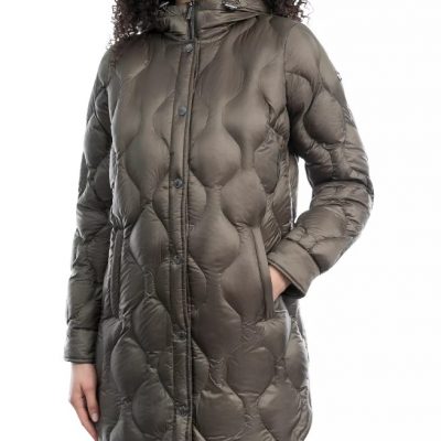 Women’s Hooded Quilted Grey Puffer Coat