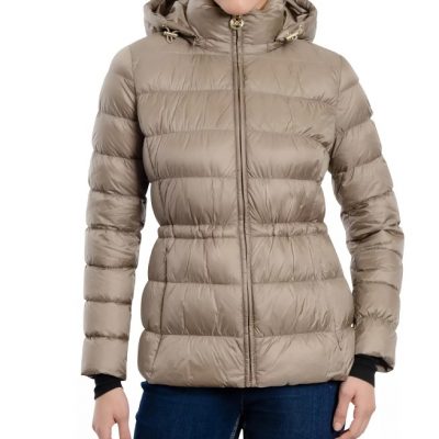 Women’s Hooded Taupe Puffer Coat