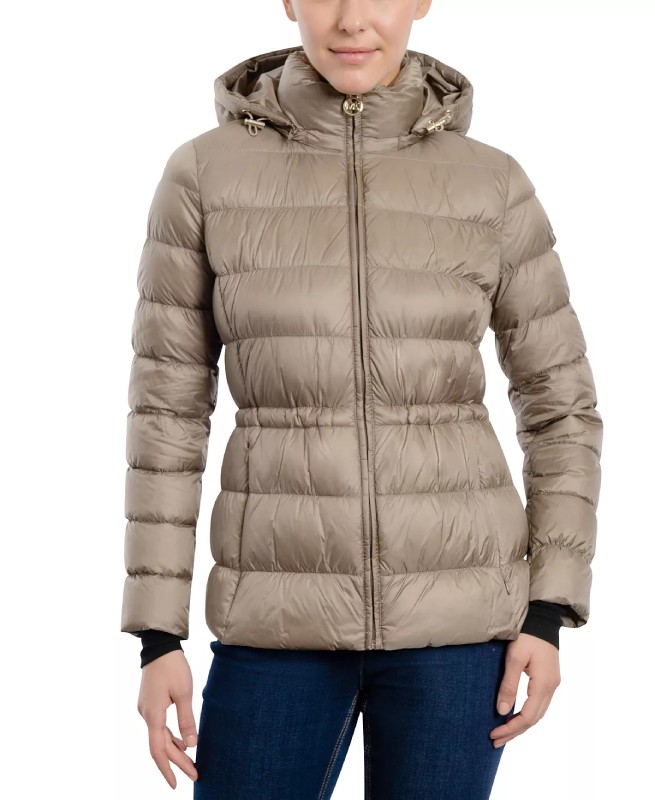 Women’s Hooded Taupe Puffer Coat