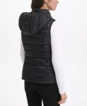 Women’s Packable Hooded Black Puffer Vest