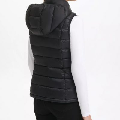 Women’s Packable Hooded Black Vest
