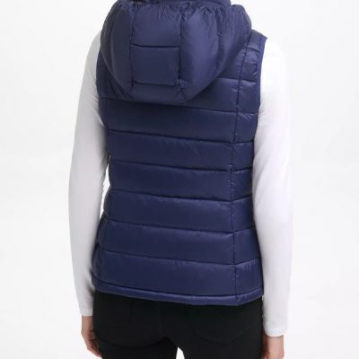 Women’s Packable Hooded Blue Vest