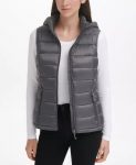 Women’s Packable Hooded Grey Puffer Vest