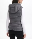 Women’s Packable Hooded Grey Puffer Vest