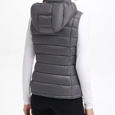 Women’s Packable Hooded Grey Vest