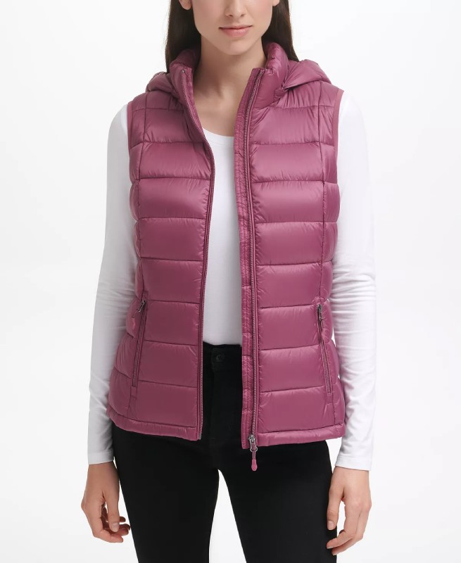 Women’s Packable Hooded Plumberry Puffer Vest