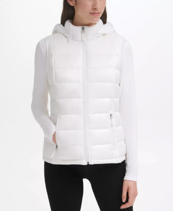 Women’s Packable Hooded White Puffer Vest The Puffer Jackets
