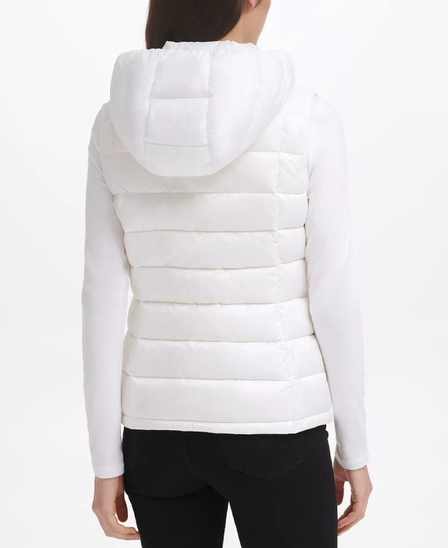 Women’s Packable Hooded White Vest