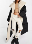 1K ASOS DESIGN Borg Collared Belted Maxi Jacket